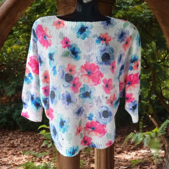 Loggia de Tessitori Made it Italy Batwing Sleeves Lightweight Knit Sweater - Picture 1 of 8